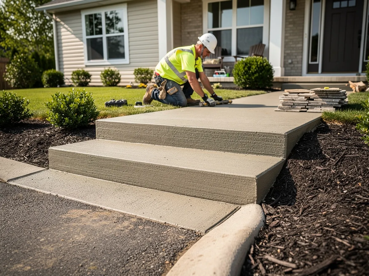 Poured concrete steps and ramp in Conroe, TX