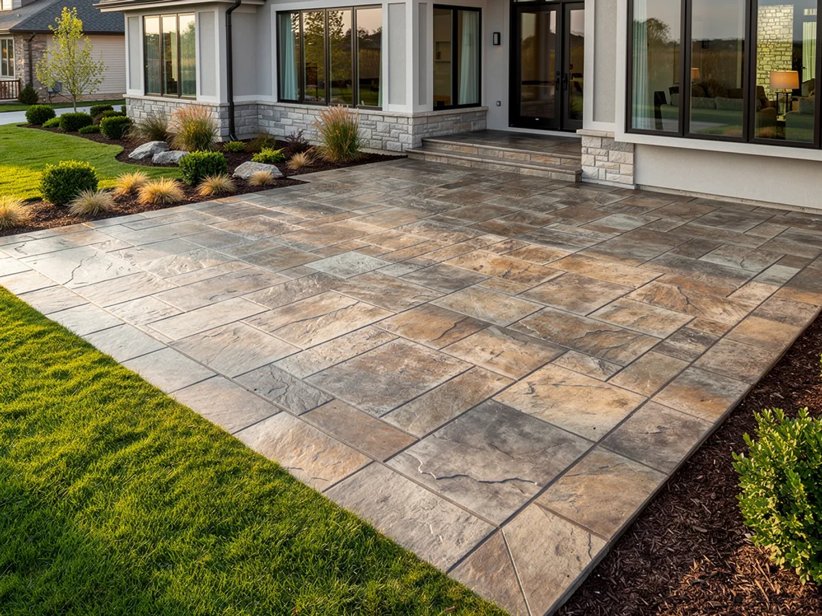 Stamped concrete pattern installation in Conroe, TX